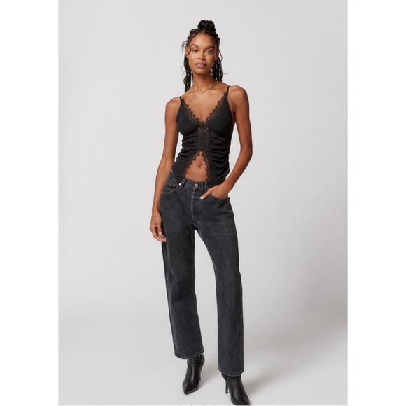 Out From Under Black Lace Cami Top Corset Style Plunge Neck Urban Outfitters LG - Picture 13 of 14